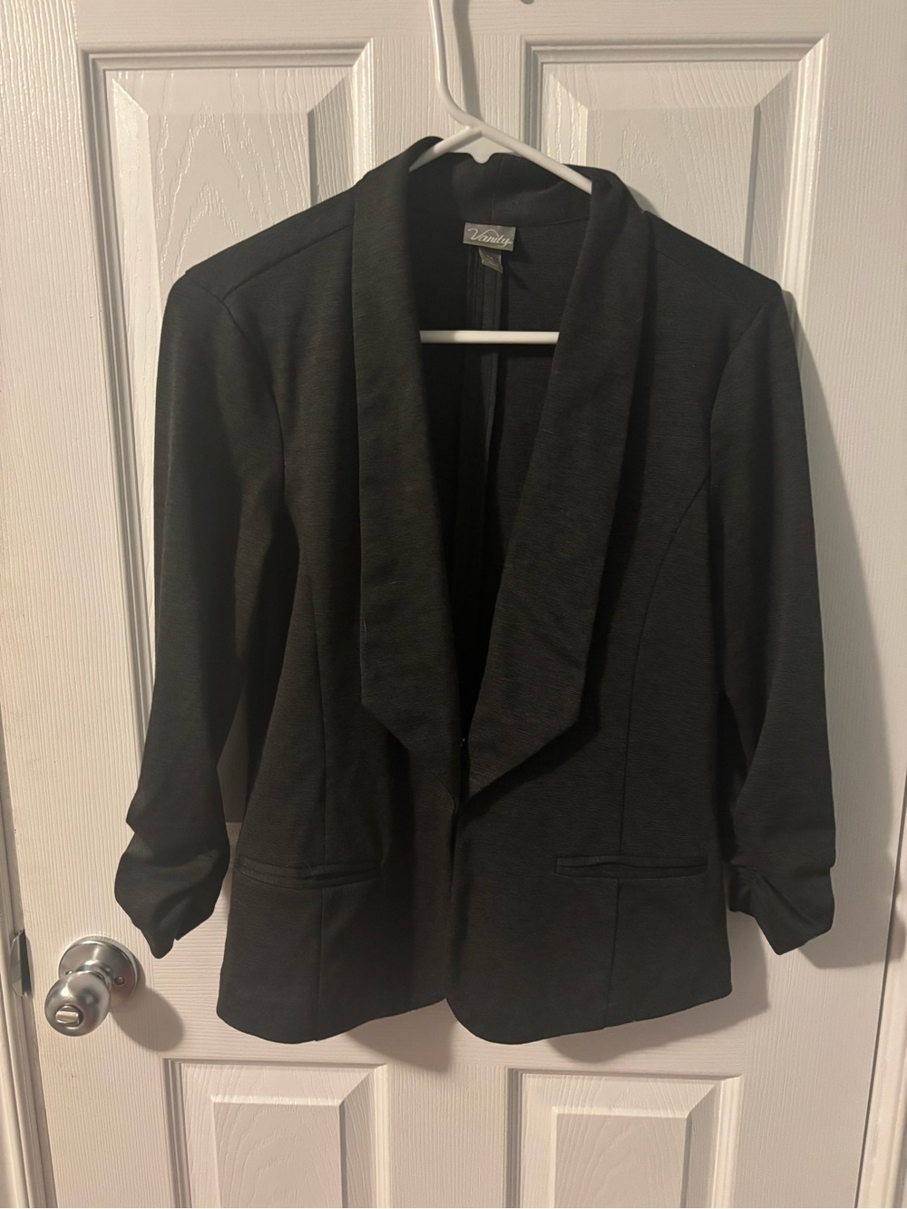 Vanity Black Open-Front Shawl Collar Blazer